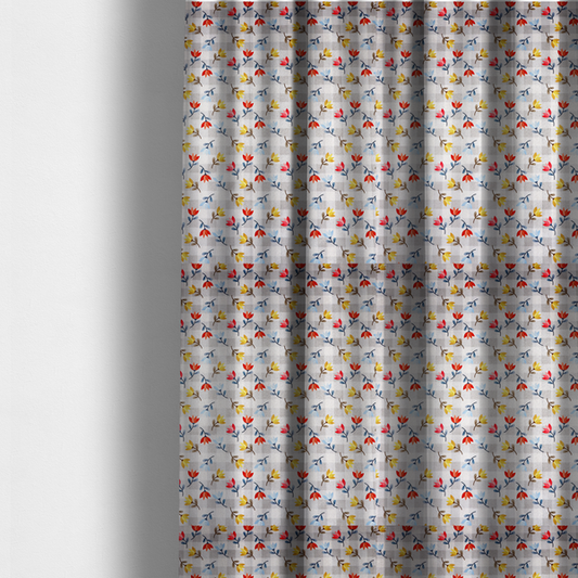 Shabby Chic Floral and Gingham Upholstery Fabric DP-51 - Made To Measure Curtains