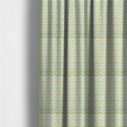 The fabric used to create these made-to-measure curtains is a soft white fabric featuring a charming, repeating racing-themed pattern in a pastel colour palette.