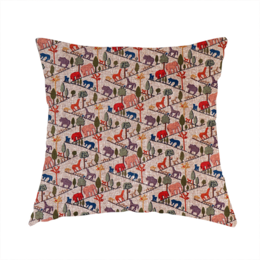 Mini Safari Trail Pattern Woven Upholstery Fabric DP-53 - Handmade Cushions