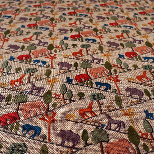 Mini Safari Trail Pattern Woven Upholstery Fabric DP-53 - Roman Blinds