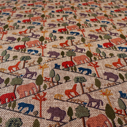 Mini Safari Trail Pattern Woven Upholstery Fabric DP-53 - Roman Blinds