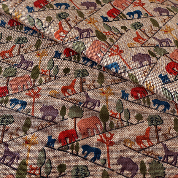 Mini Safari Trail Pattern Woven Upholstery Fabric DP-53 - Roman Blinds