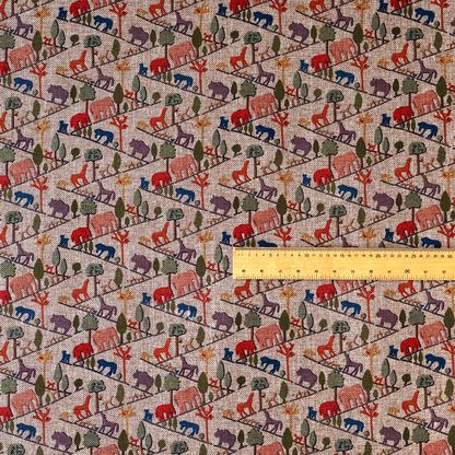 Mini Safari Trail Pattern Woven Upholstery Fabric DP-53 - Roman Blinds