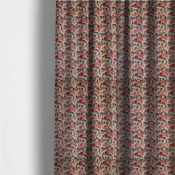 Mini Safari Trail Pattern Woven Upholstery Fabric DP-53 - Made To Measure Curtains