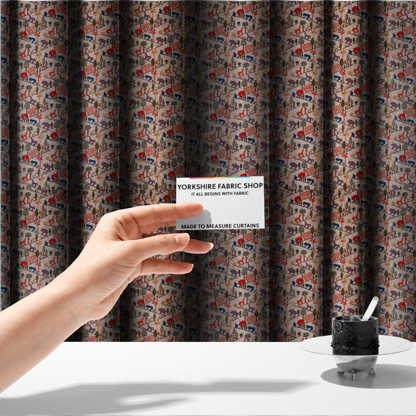 Mini Safari Trail Pattern Woven Upholstery Fabric DP-53 - Made To Measure Curtains