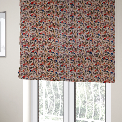 Mini Safari Trail Pattern Woven Upholstery Fabric DP-53 - Roman Blinds