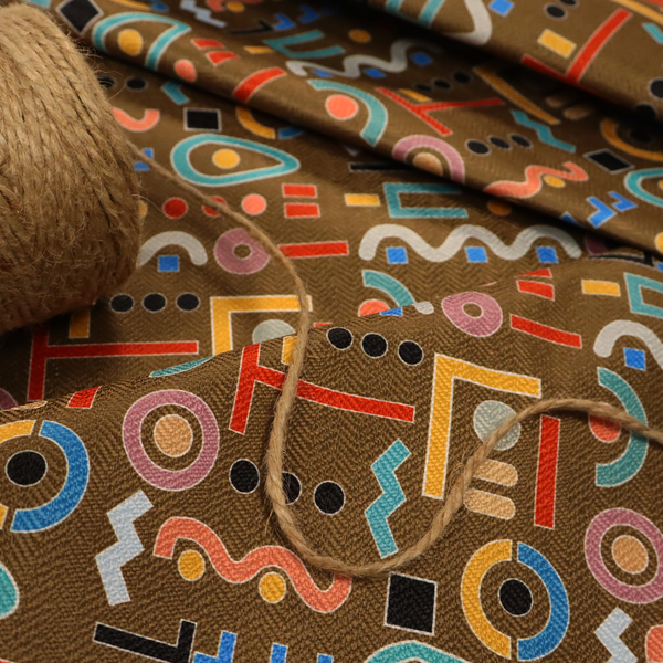 Art Deco Pop Geometric Print Upholstery Fabric DP-54 - Roman Blinds