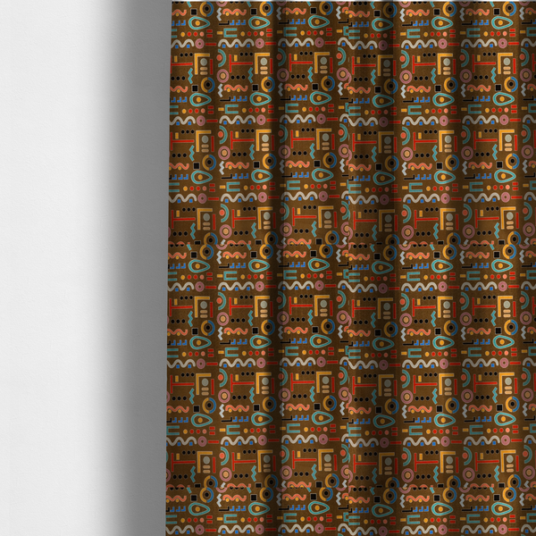 Art Deco Pop Geometric Print Upholstery Fabric DP-54 - Made To Measure Curtains