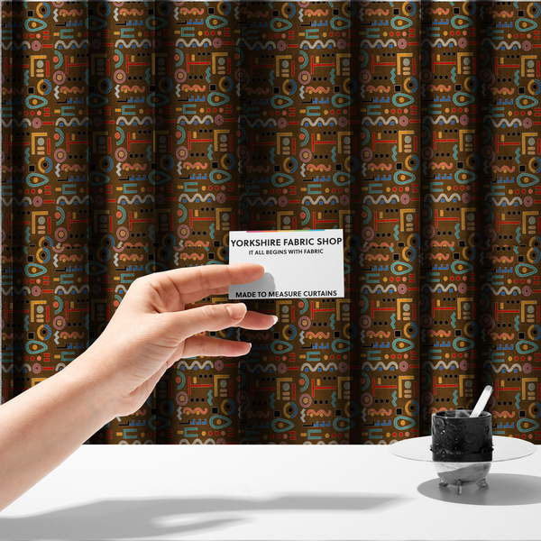 Art Deco Pop Geometric Print Upholstery Fabric DP-54 - Made To Measure Curtains