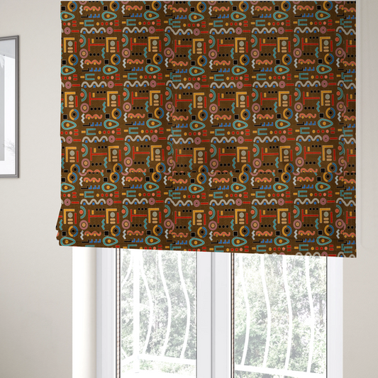 Art Deco Pop Geometric Print Upholstery Fabric DP-54 - Roman Blinds