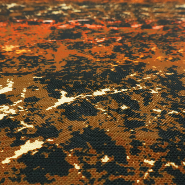 A fabric featuring a dense, distressed abstract pattern. The design mimics a weathered or "crackle" effect with a high-contrast colour palette.