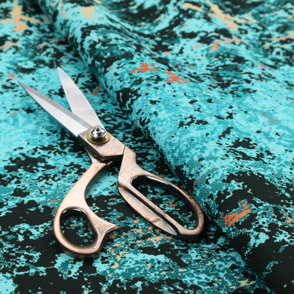 A durable upholstery fabric featuring a cold-toned, distressed abstract pattern. This design utilizes a heavy "crackle" or marbleized aesthetic to create a rugged, textured look.