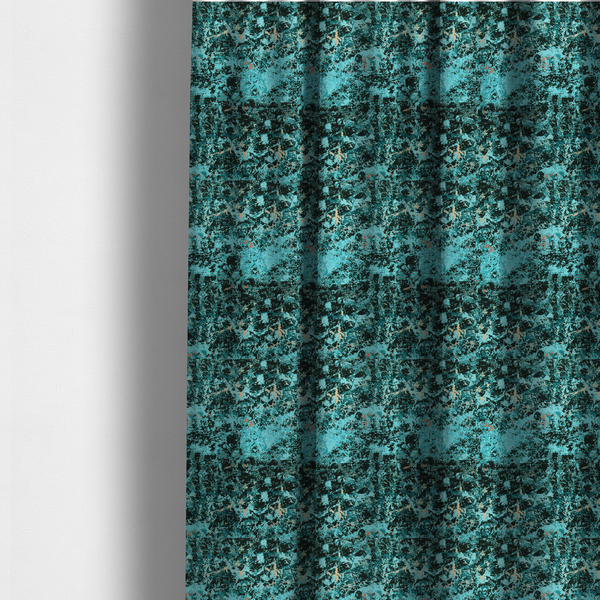 The fabric used to create these made-to-measure curtains is a durable upholstery fabric featuring a cold-toned, distressed abstract pattern. This design utilizes a heavy "crackle" or marbleized aesthetic to create a rugged, textured look.