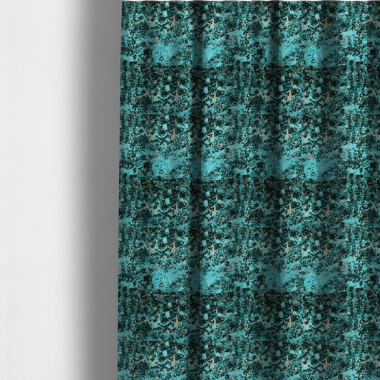 The fabric used to create these made-to-measure curtains is a durable upholstery fabric featuring a cold-toned, distressed abstract pattern. This design utilizes a heavy "crackle" or marbleized aesthetic to create a rugged, textured look.