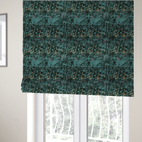 The fabric used to create these Roman blinds is a durable upholstery fabric featuring a moody, distressed abstract pattern. This colourway offers a darker, more saturated take on the "crackle" aesthetic.