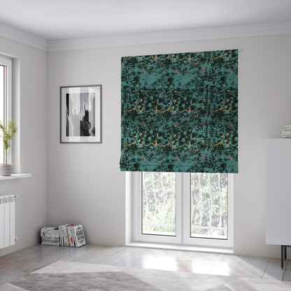 The fabric used to create these Roman blinds is a durable upholstery fabric featuring a moody, distressed abstract pattern. This colourway offers a darker, more saturated take on the "crackle" aesthetic.
