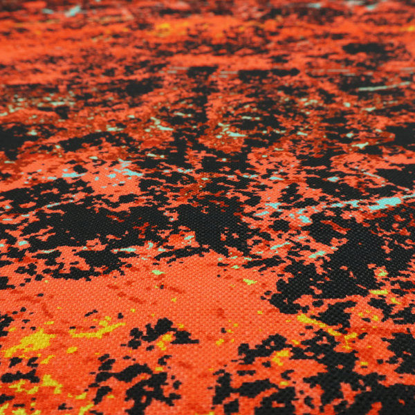 A durable upholstery fabric featuring a high-energy, distressed abstract pattern.