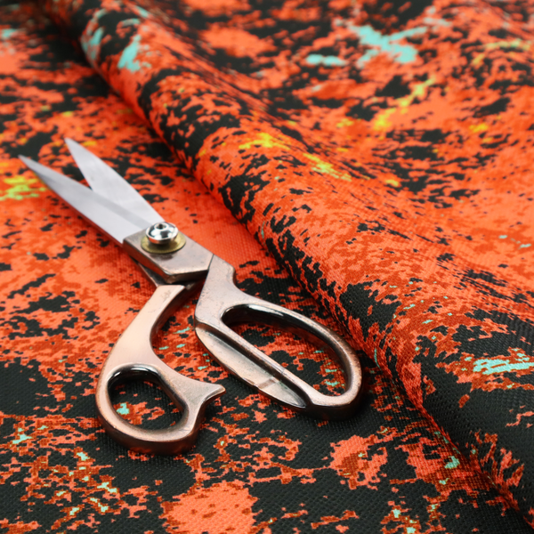 A durable upholstery fabric featuring a high-energy, distressed abstract pattern.
