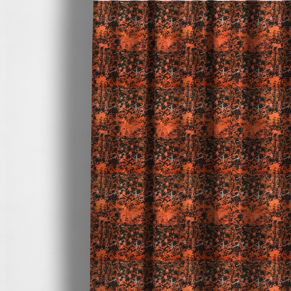 The fabric used to create these made-to-measure curtains is a durable upholstery fabric featuring a high-energy, distressed abstract pattern.