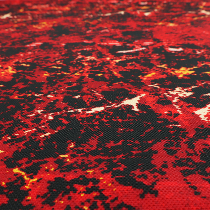 A durable upholstery fabric featuring a striking, high-contrast distressed abstract pattern. This colourway is the most intense in the collection, offering a bold and dramatic aesthetic.