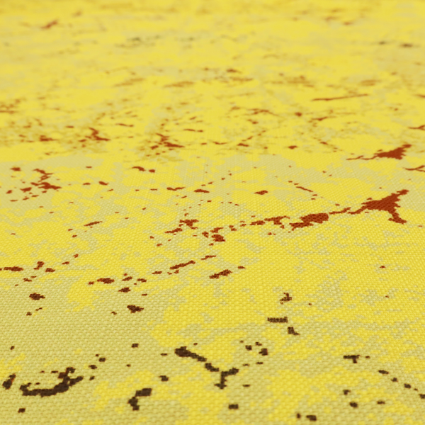 A durable upholstery fabric featuring a bright, energetic distressed abstract pattern. This colourway provides a sun-drenched, high-visibility option within the collection.