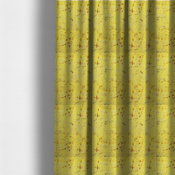 The fabric used to create these made-to-measure curtains is a durable upholstery fabric featuring a bright, energetic distressed abstract pattern. This colourway provides a sun-drenched, high-visibility option within the collection.