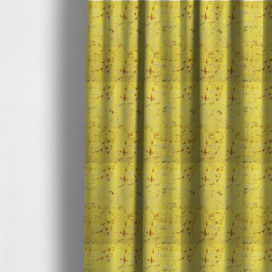 The fabric used to create these made-to-measure curtains is a durable upholstery fabric featuring a bright, energetic distressed abstract pattern. This colourway provides a sun-drenched, high-visibility option within the collection.