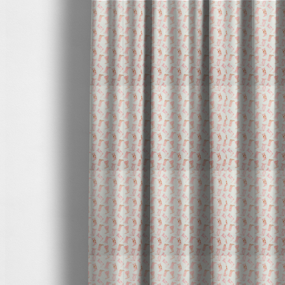 The fabric used to create these made-to-measure curtains is a repeating seamless pattern featuring an assortment of illustrated cowboy and cowgirl boots against a clean, off-white background. The boots are rendered in a soft, whimsical style with a colour palette consisting of various shades of pink, cream, light tan, and occasional brown accents.