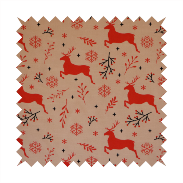 Winter Woodland Berry and Stag Print Upholstery Fabric DP-61