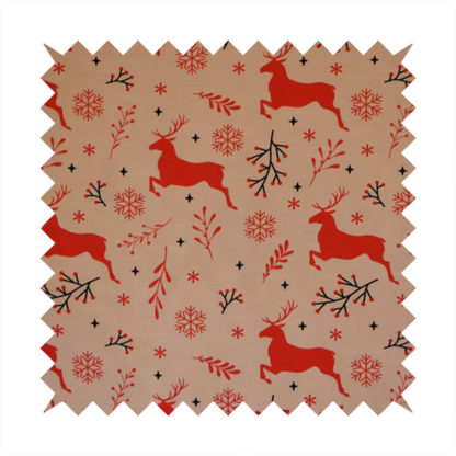 Winter Woodland Berry and Stag Print Upholstery Fabric DP-61