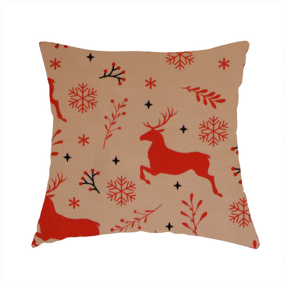Winter Woodland Berry and Stag Print Upholstery Fabric DP-61 - Handmade Cushions