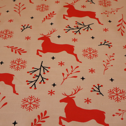 Winter Woodland Berry and Stag Print Upholstery Fabric DP-61