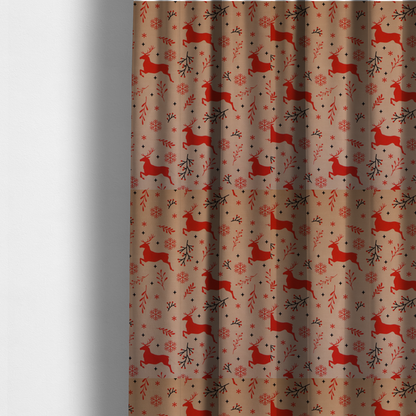 Winter Woodland Berry and Stag Print Upholstery Fabric DP-61 - Made To Measure Curtains