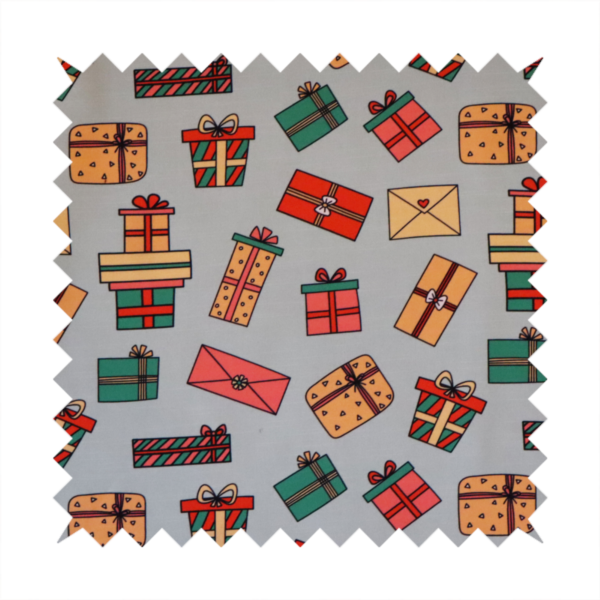 Pastel Blue Gift Box and Letter Print Upholstery Fabric DP-63