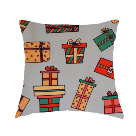 Pastel Blue Gift Box and Letter Print Upholstery Fabric DP-63 - Handmade Cushions