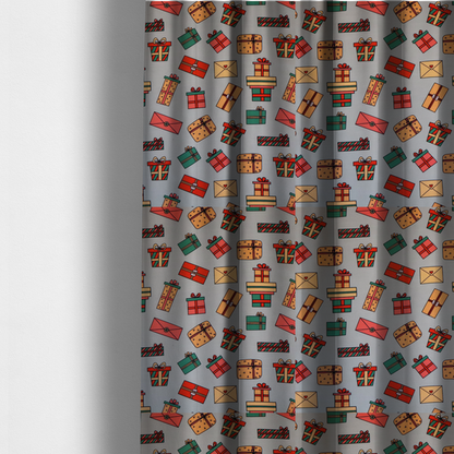 Pastel Blue Gift Box and Letter Print Upholstery Fabric DP-63 - Made To Measure Curtains