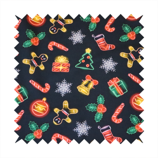 Vibrant Light Up Christmas Treat Toss Upholstery Fabric DP-64