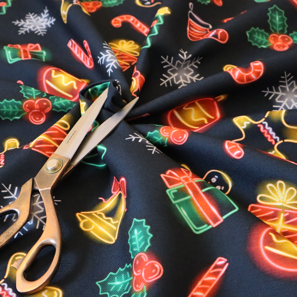 Vibrant Light Up Christmas Treat Toss Upholstery Fabric DP-64