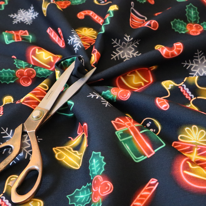 Vibrant Light Up Christmas Treat Toss Upholstery Fabric DP-64