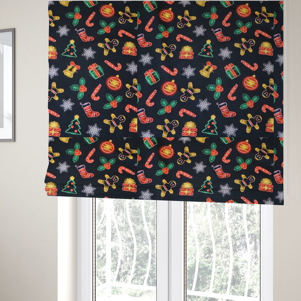 Vibrant Light Up Christmas Treat Toss Upholstery Fabric DP-64 - Roman Blinds
