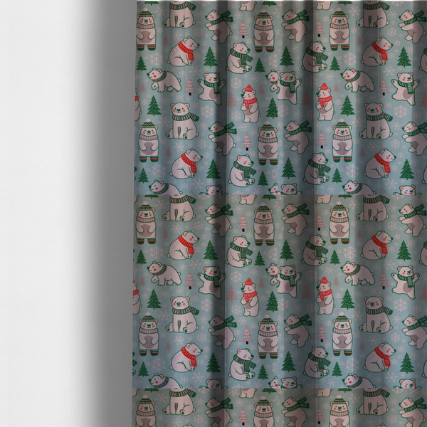 Arctic Hugs and Holiday Cheer Bear Upholstery Fabric DP-65 - Made To Measure Curtains