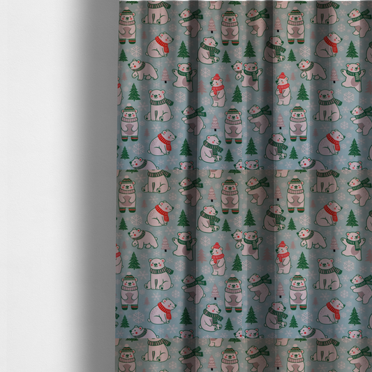 Arctic Hugs and Holiday Cheer Bear Upholstery Fabric DP-65 - Made To Measure Curtains