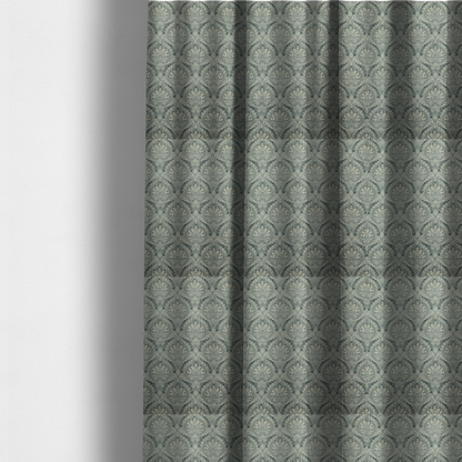 The fabric used to create these made-to-measure curtains is a intricate, repeating damask and paisley design.