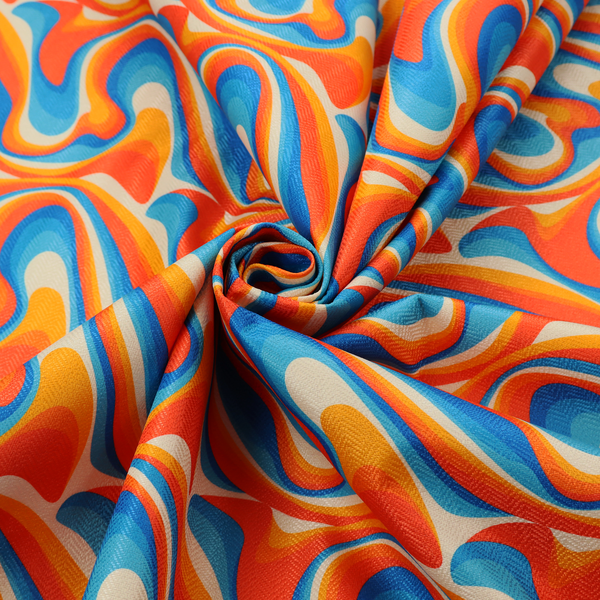 A repeating, retro psychedelic wave pattern featuring fluid, organic shapes.