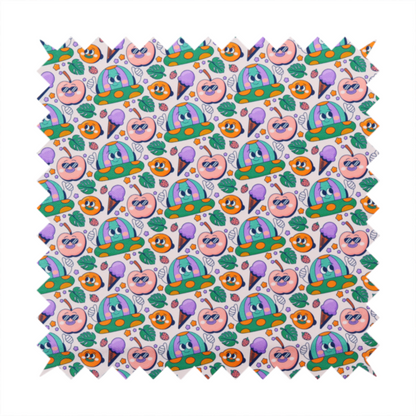 A whimsical, retro-cartoon repeat pattern featuring cute anthropomorphic characters and treats.
