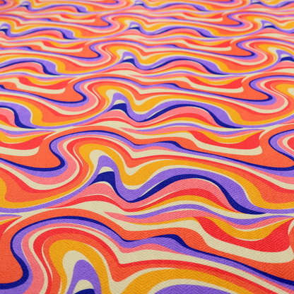 A repeating, retro psychedelic wave pattern characterized by fluid, organic horizontal lines and swirling peaks.