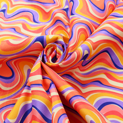 A repeating, retro psychedelic wave pattern characterized by fluid, organic horizontal lines and swirling peaks.