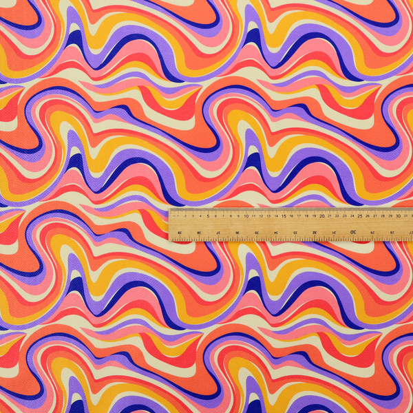 A repeating, retro psychedelic wave pattern characterized by fluid, organic horizontal lines and swirling peaks.