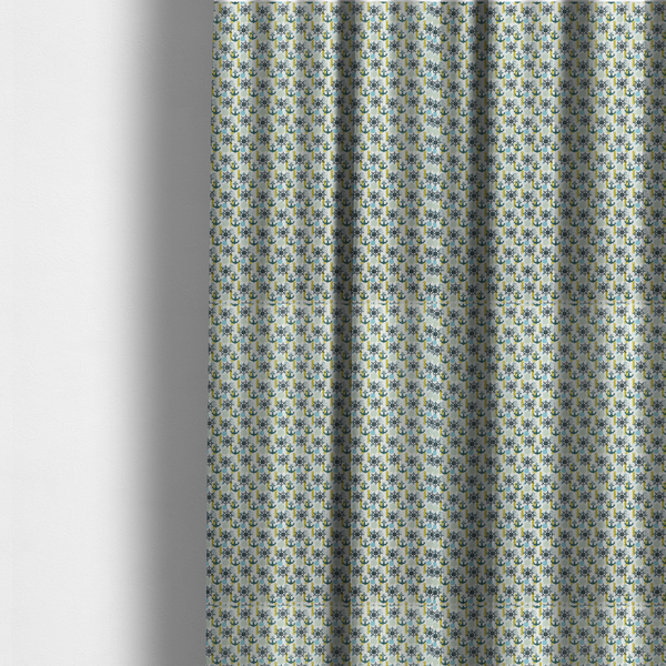the fabric used to create these made-to-measure curtains is a pattern features a nautical theme consisting of ships' steering wheels, anchors, and vertical chains.