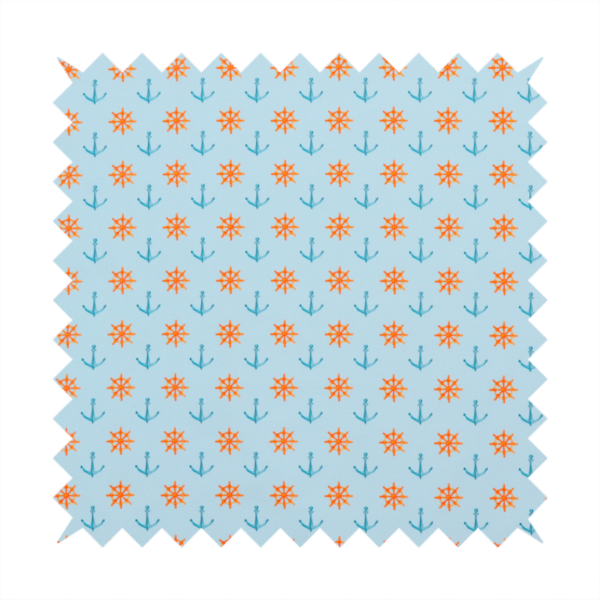 The pattern features a nautical-themed design consisting of alternating rows of ship's steering wheels and small anchors.